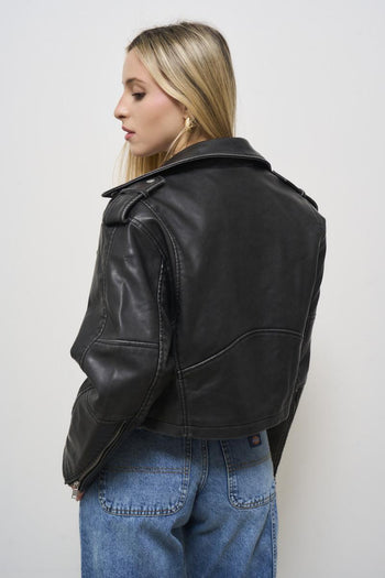 Giubbotto donna biker nero - 4