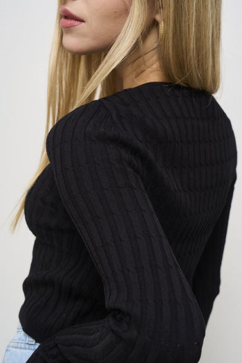 Women's black cut out sweater - 5