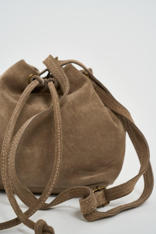 Borsa donna secchiello in suede beige - 2
