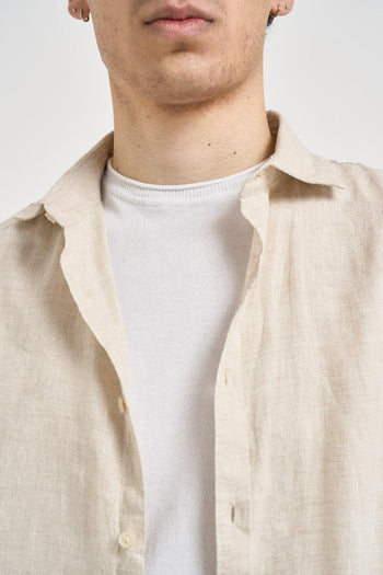 Camicia uomo in lino panna - 3