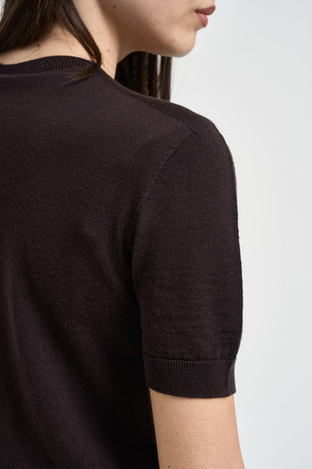 Maglia donna manica a sbuffo marrone - 4