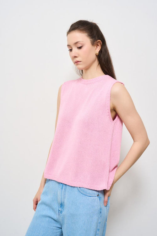 Top donna girocollo rosa - 2