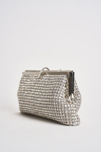 Borsa donna clutch con strass argento - 3