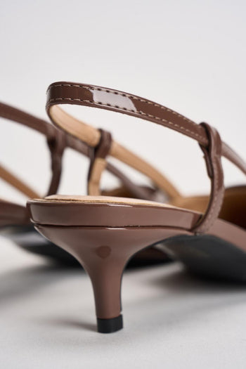 Slingback donna in vernice marrone - 8