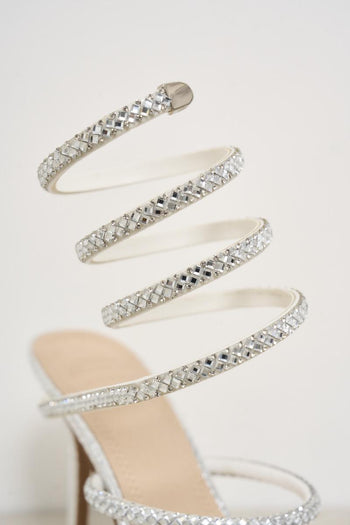 Sandalo con tacco strass argento - 3