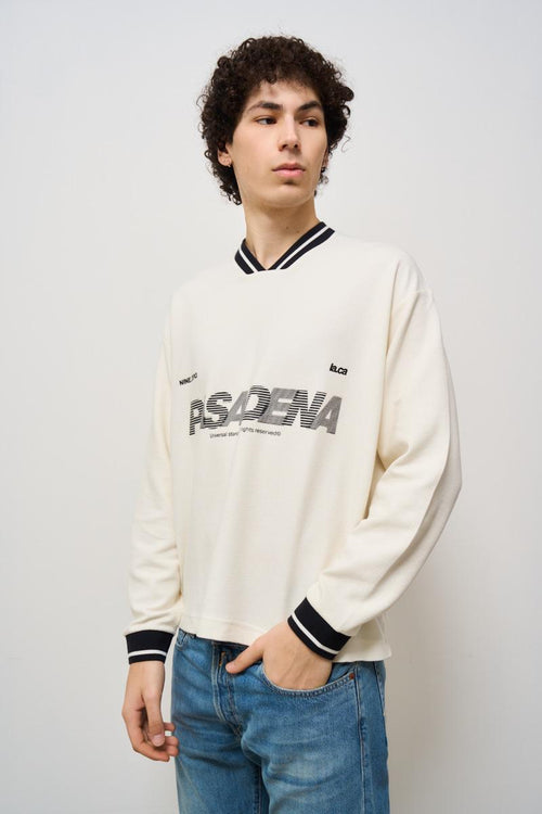 Felpa uomo stampata baseball panna - 2