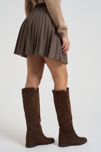 Minigonna donna a pieghe cammello - 4