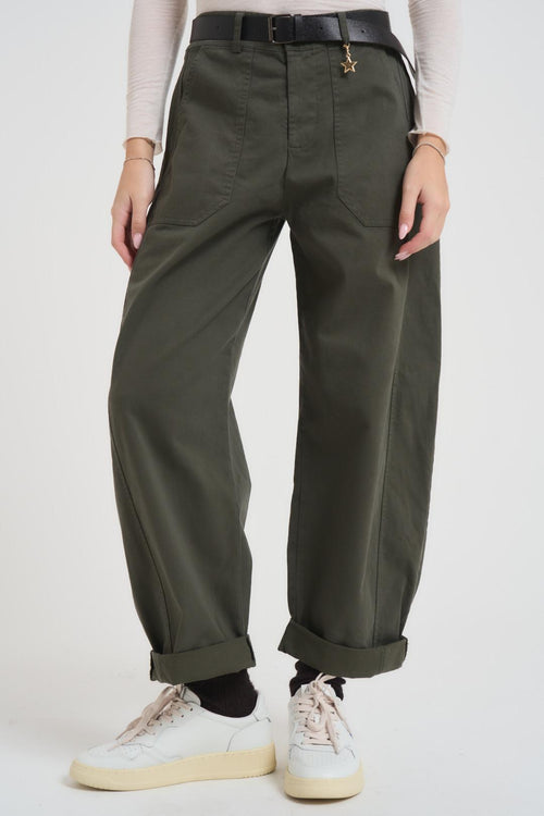 Jeans donna regular verde militare