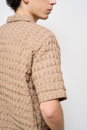 Camicia uomo traforata beige - 8