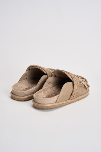 Sabot donna con frange in suede beige - 7