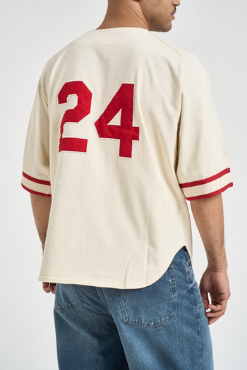 Camicia uomo baseball panna e rossa - 4
