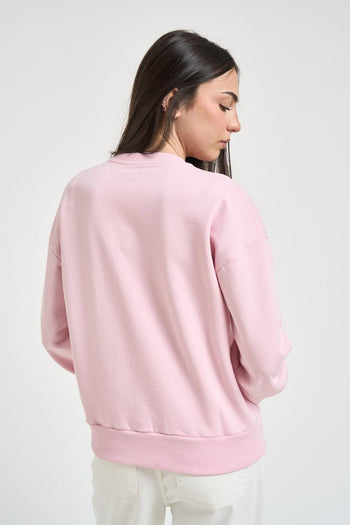 Felpa donna girocollo rosa - 3