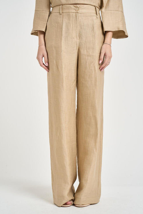 Pantalone donna a gamba dritta sabbia