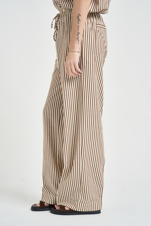 Pantalone donna a righe marrone - 2