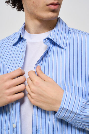 Camicia uomo gessata celeste - 3
