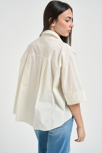Camicia donna con strass panna - 3