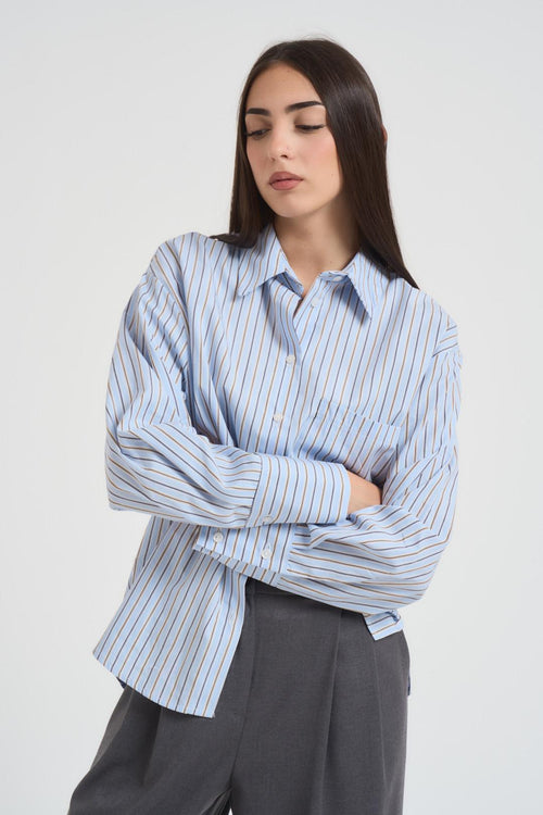 Camicia donna a righe celeste - 2