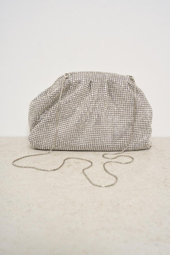 Women's clutch bag with silver candy rhinestones - 5