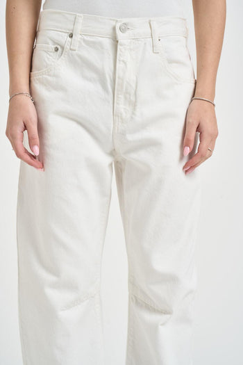 Jeans donna barrel Janie in denim bianco - 5