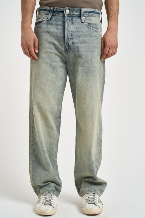 Jeans uomo wide leg in denim vissuto