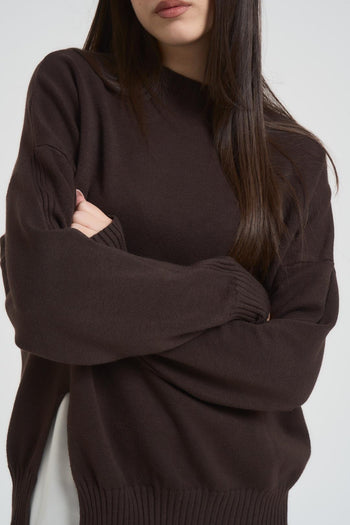 Maglia donna girocollo marrone - 3