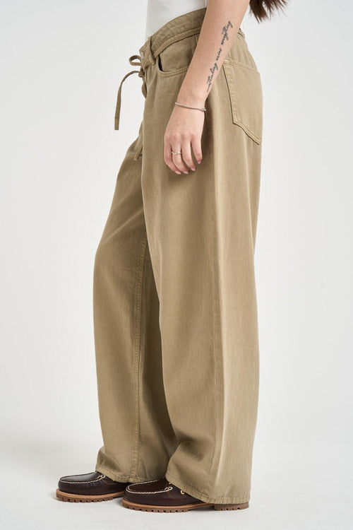 Jeans donna baggy in denim beige - 2