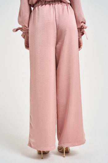 Pantalone donna gamba ampia rosa cipria - 3