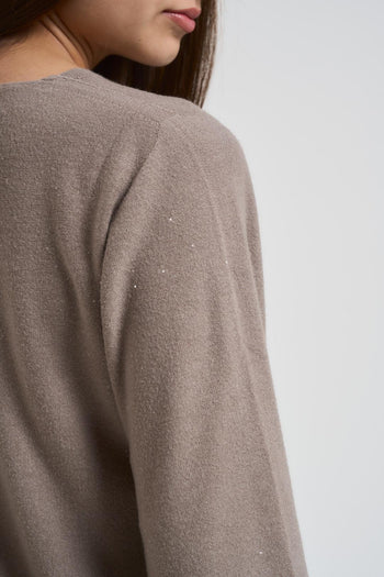 Maglia donna con micro paillettes tortora - 5