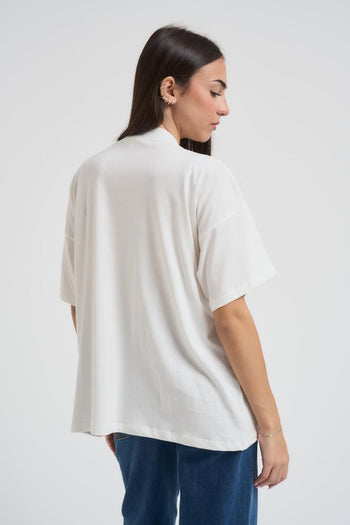 T-shirt donna girocollo bianca - 4