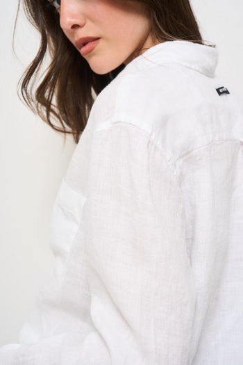 Camicia donna in lino bianca - 6