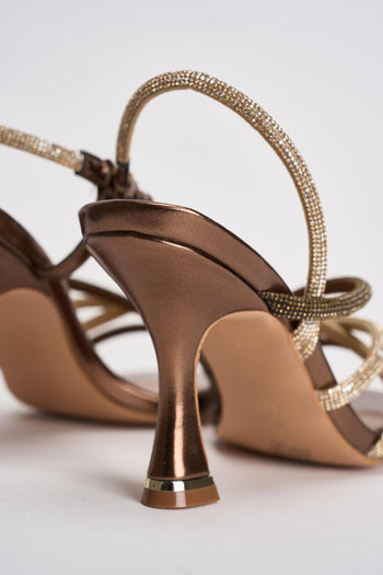 Sandalo donna con strass bronzo e oro - 7