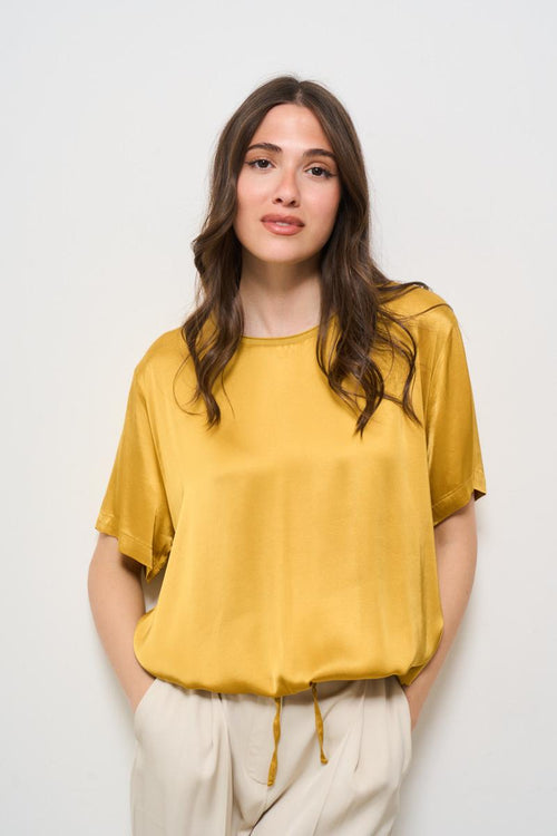 Blusa donna girocollo gialla