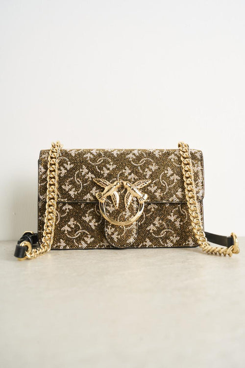 Borsa donna a tracolla Mini love con strass monogram - 1