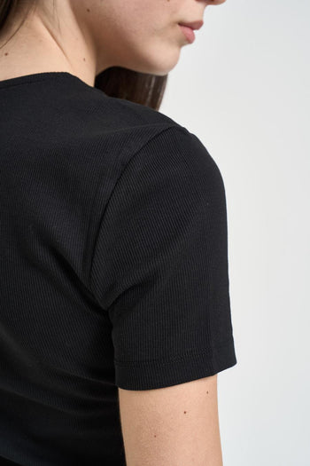 T-shirt donna con gioiello nera - 4