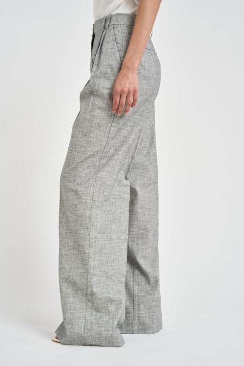 Pantalone donna gamba larga grigio mélange - 2