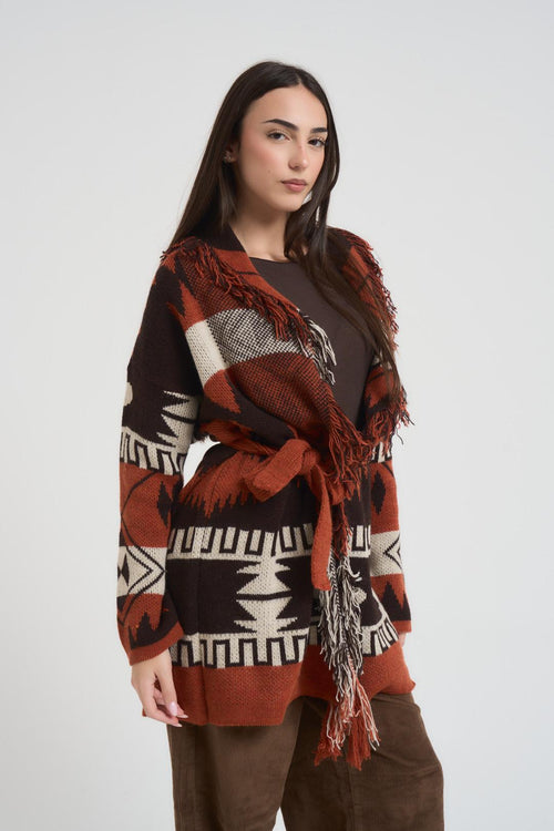 Cardigan donna in maglia multicolor - 2