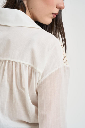 Camicia donna con ricami panna - 4