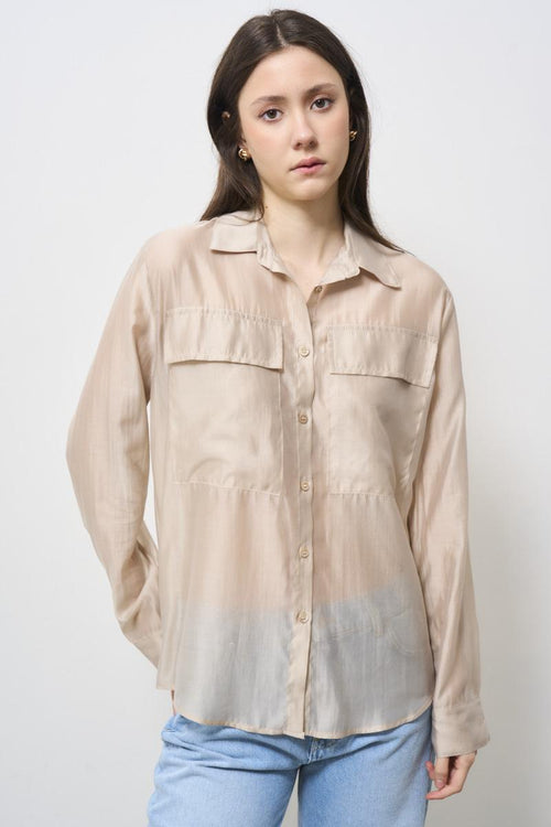Camicia donna semitrasparente beige