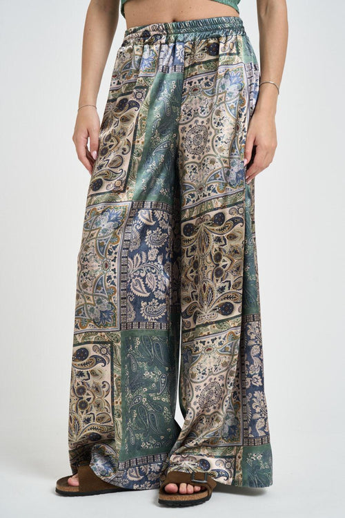 Pantalone donna fantasia bandana verde - 2