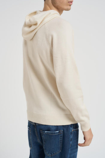 Felpa in maglia con cappuccio panna - 3