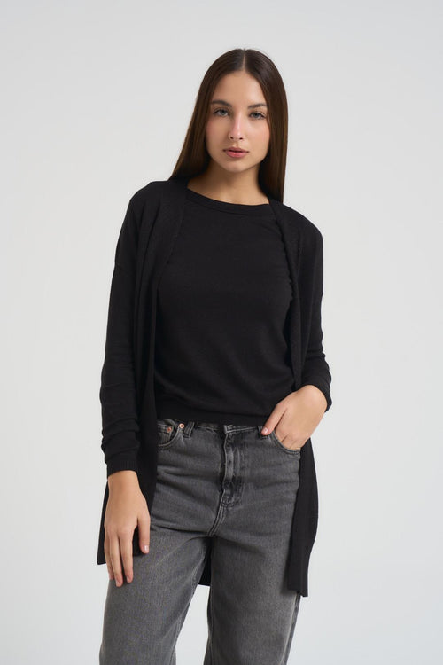 Cardigan donna nero in lurex - 2