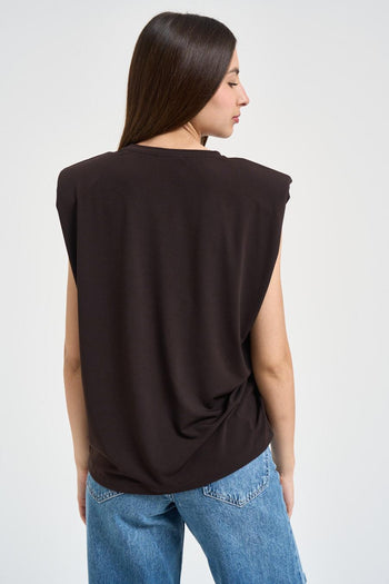 Blusa donna marrone con spalline - 3