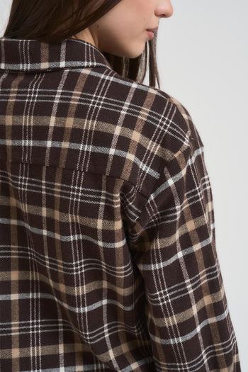 Camicia donna a quadretti marrone - 5