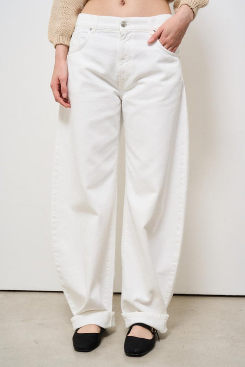 Jeans donna regular in denim bianco