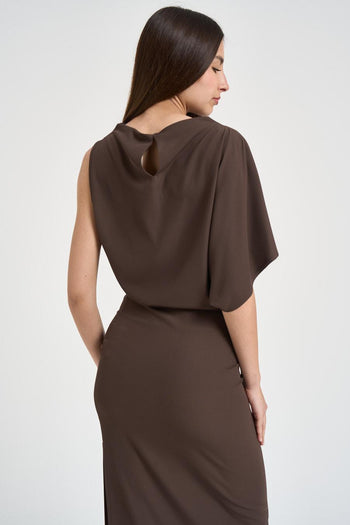 Abito lungo donna marrone - 5