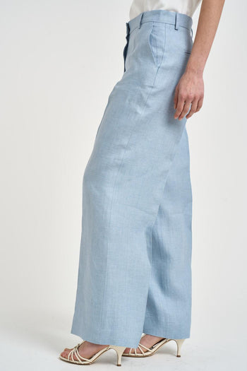 Pantalone donna gamba dritta celeste - 3