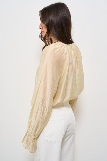 Blusa donna con rouches gialla - 3