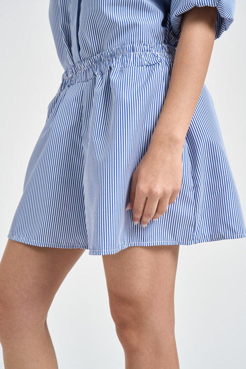 Shorts donna a righe blu e bianche - 2