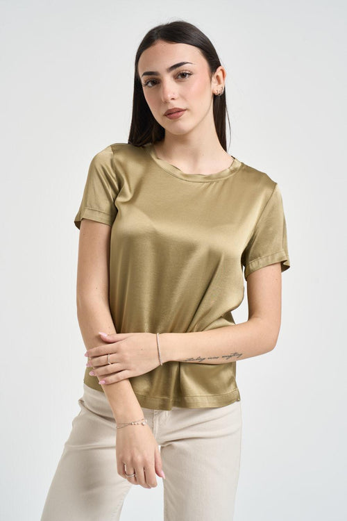 Blusa donna satinata verde