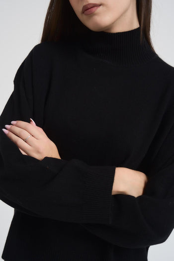 Maglia donna collo alto nera - 3
